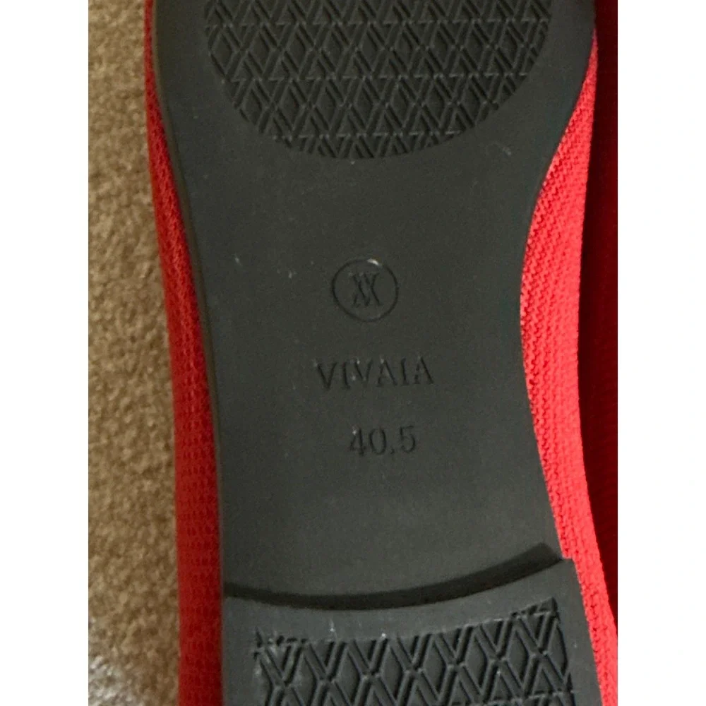 VIVAIA Claire Round Toe Ballet Flats Red Women's Knit Comfort  EU/40.5 US/9-9.5